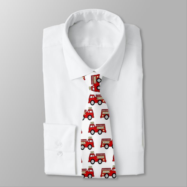 Fun fire truck pattern work tie (Tied)
