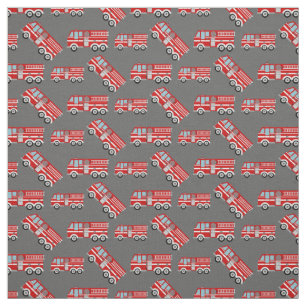 Fun Fire Trucks Gray Fabric