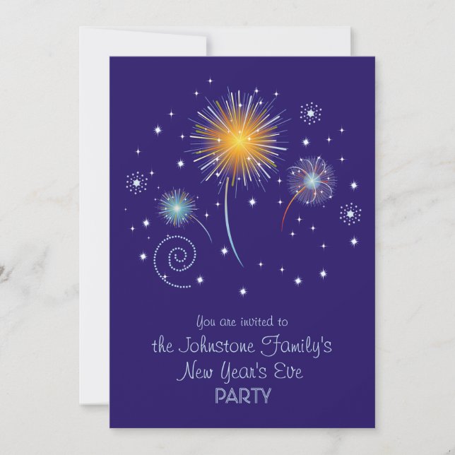 Fun Fireworks New Year's Eve Party Invitations (Front)