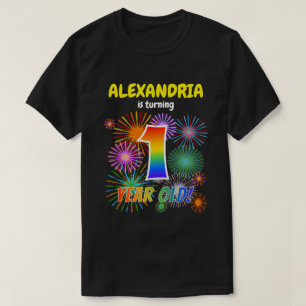 Fun Fireworks, Rainbow Look "1", 1st Birthday T-Shirt