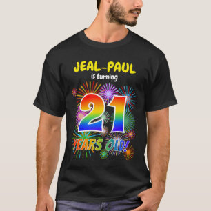 Fun Fireworks, Rainbow Look "21", 21st Birthday T-Shirt