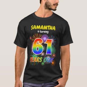 Fun Fireworks, Rainbow Look "61", 61st Birthday T-Shirt