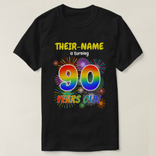 Fun Fireworks, Rainbow Look "90", 90th Birthday T-Shirt