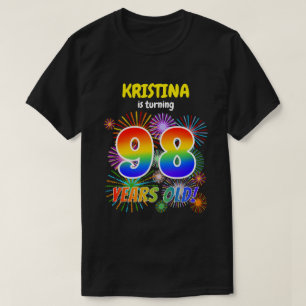 Fun Fireworks, Rainbow Look "98", 98th Birthday T-Shirt