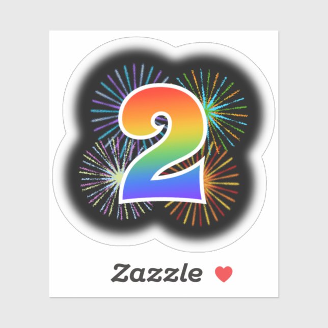 Fun Fireworks + Rainbow Pattern "2" Event # (Sheet)