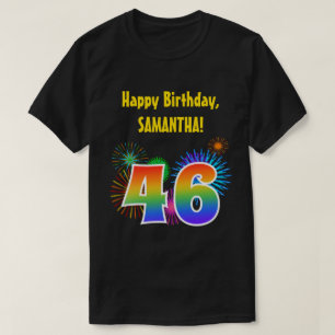 Fun Fireworks + Rainbow Pattern "46" Birthday # T-Shirt
