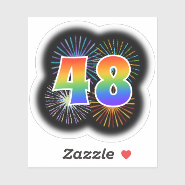Fun Fireworks + Rainbow Pattern "48" Event # (Sheet)