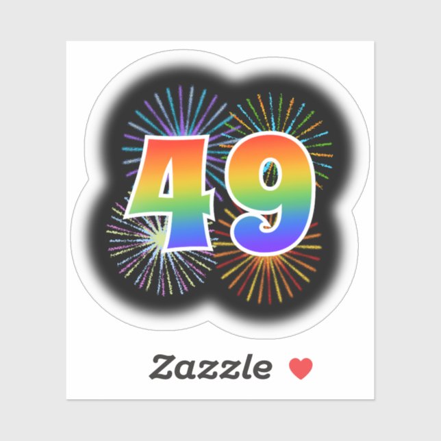 Fun Fireworks + Rainbow Pattern "49" Event # (Sheet)