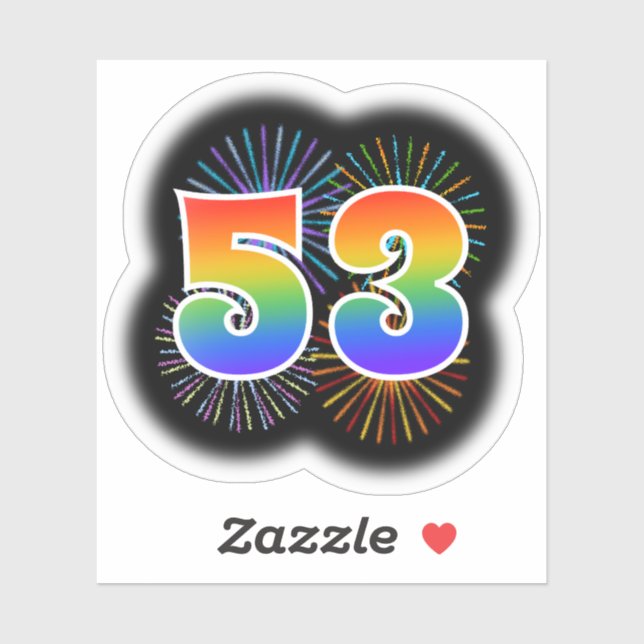Fun Fireworks + Rainbow Pattern "53" Event # (Sheet)