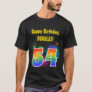 Fun Fireworks + Rainbow Pattern "54" Birthday # T-Shirt