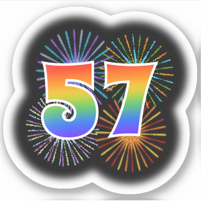 Fun Fireworks + Rainbow Pattern "57" Event # (Front)