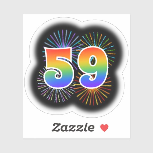 Fun Fireworks + Rainbow Pattern "59" Event # (Sheet)