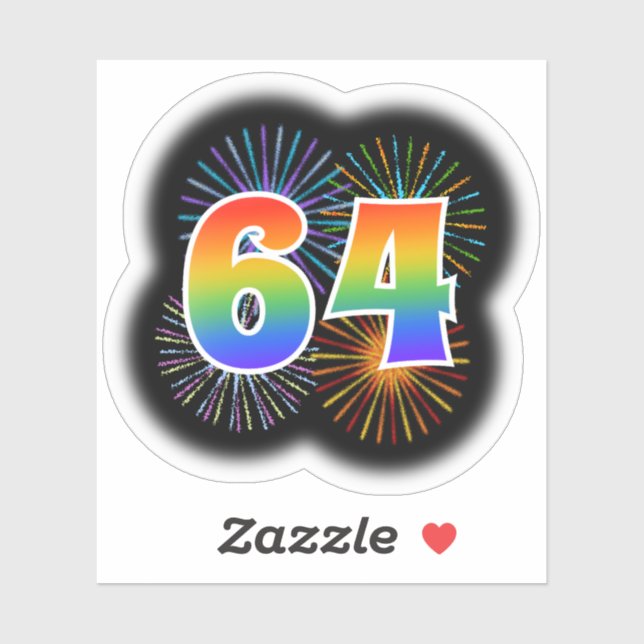 Fun Fireworks + Rainbow Pattern "64" Event # (Sheet)