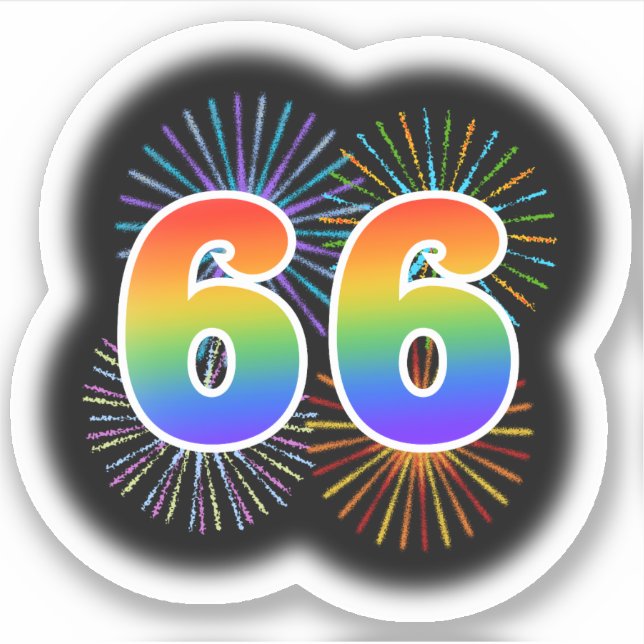 Fun Fireworks + Rainbow Pattern "66" Event # (Front)