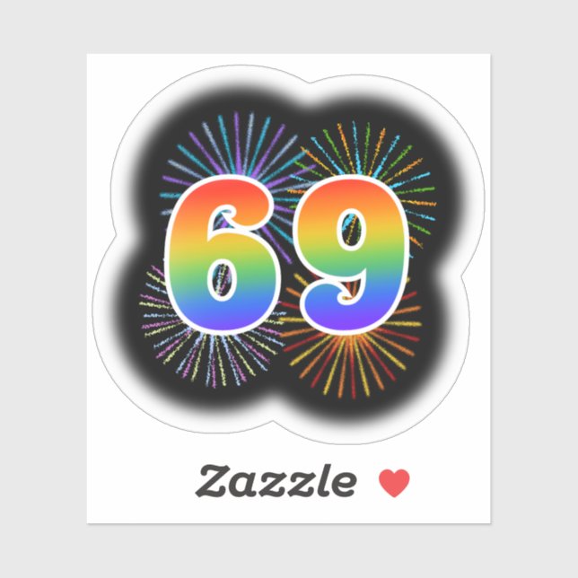 Fun Fireworks + Rainbow Pattern "69" Event # (Sheet)