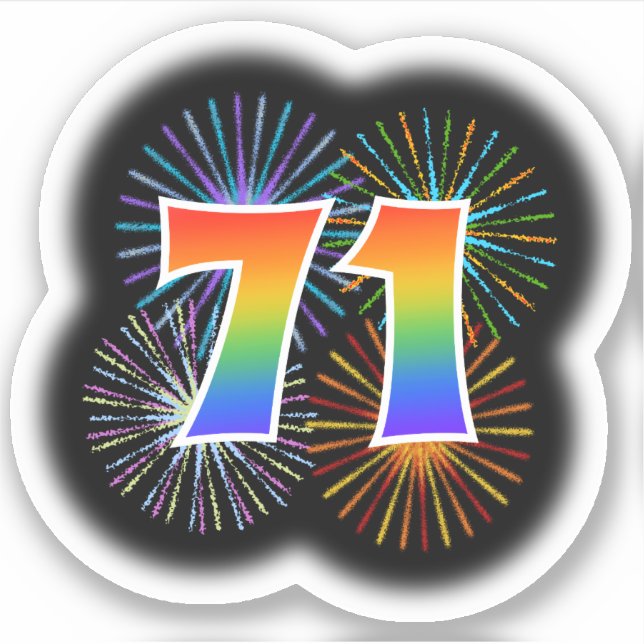 Fun Fireworks + Rainbow Pattern "71" Event # (Front)