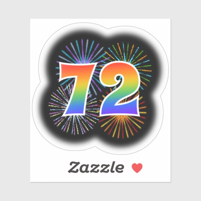 Fun Fireworks + Rainbow Pattern "72" Event # (Sheet)