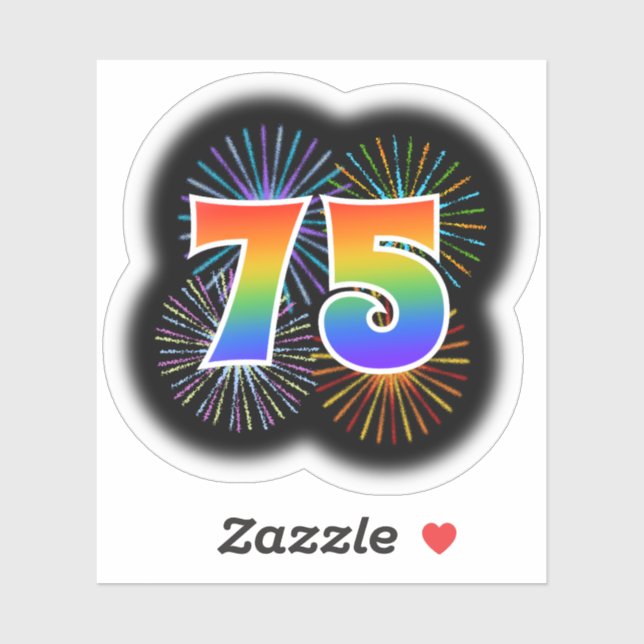Fun Fireworks + Rainbow Pattern "75" Event # (Sheet)