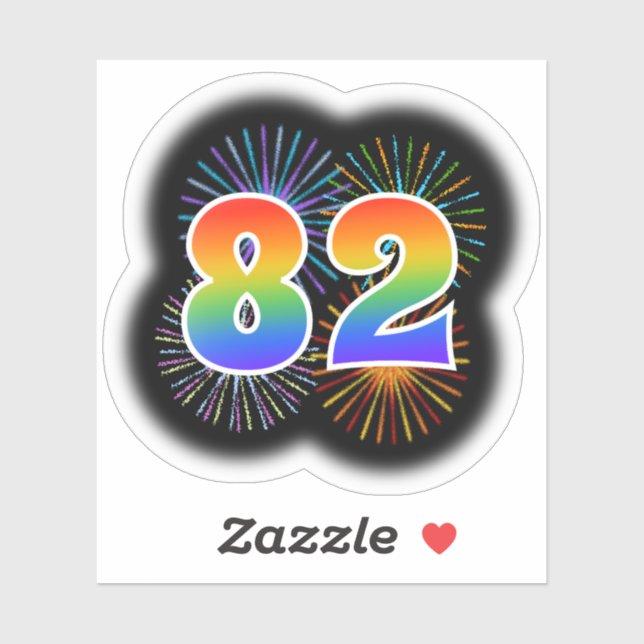 Fun Fireworks + Rainbow Pattern "82" Event # (Sheet)