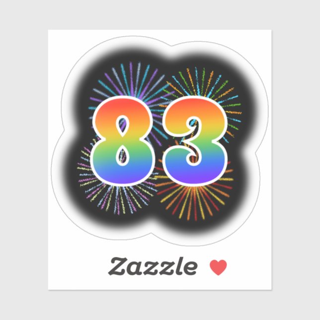 Fun Fireworks + Rainbow Pattern "83" Event # (Sheet)