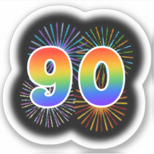 Fun Fireworks + Rainbow Pattern "90" Event #