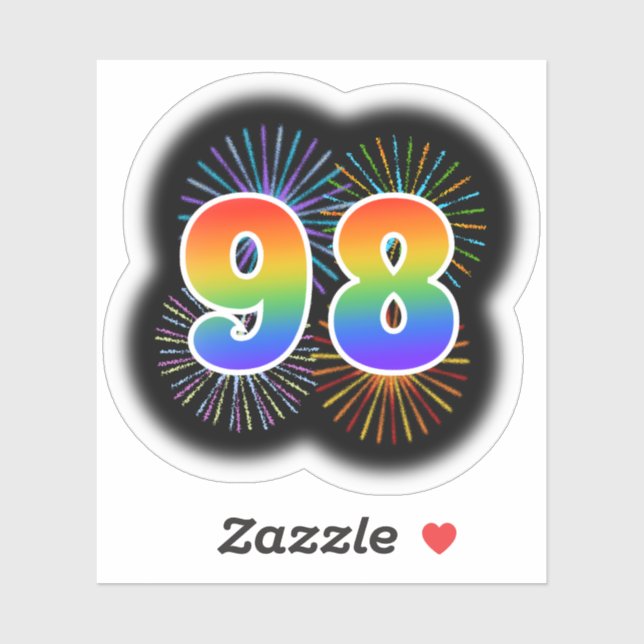 Fun Fireworks + Rainbow Pattern "98" Event # (Sheet)