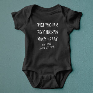 Fun First Father's Day Gift from Kids Humour Black Baby Bodysuit