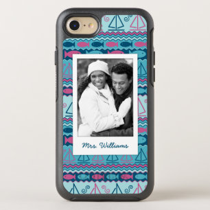 Fun Fish & Sailboat Pattern   Your Photo & Name OtterBox Symmetry iPhone 8/7 Case