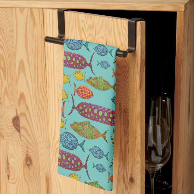 Fun fish  tea towel (Thirds Fold)