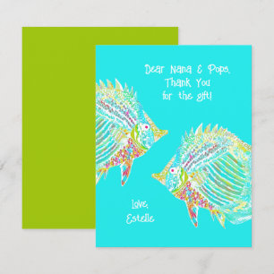Fun Fish Tropical Blue Kids Thank You Card