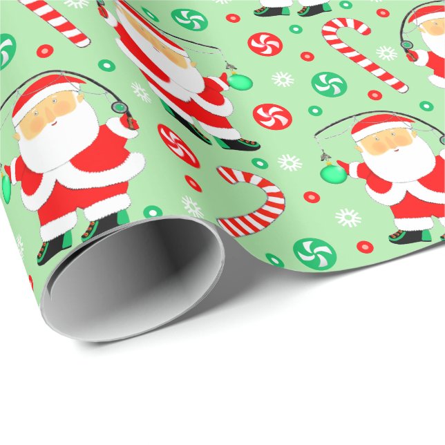 Fun Fishing Christmas Holiday Wrapping Paper (Roll Corner)