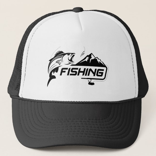 Fun Fishing Graphic Art Fisherman Fish Trucker Hat (Front)