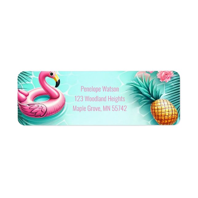 Fun Flamingo and Pineapple Summer Pool Party (Front)