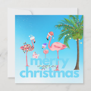 Fun Flamingo Family Christmas Card