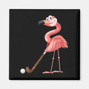 Fun Flamingo Hockey Flamingo Playing Hockey Magnet