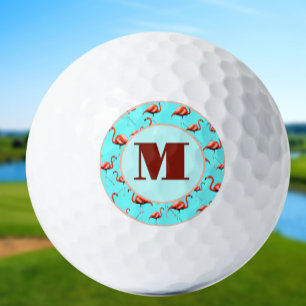 Fun Flamingo pink monogram ladies personalized Golf Balls