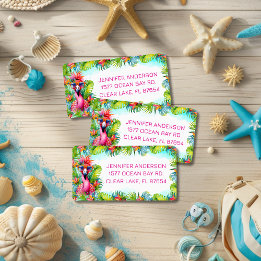Fun Flamingo Tropical Graduation Return Address Label