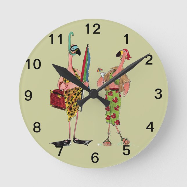 Fun Flamingo Wall Clock (Front)