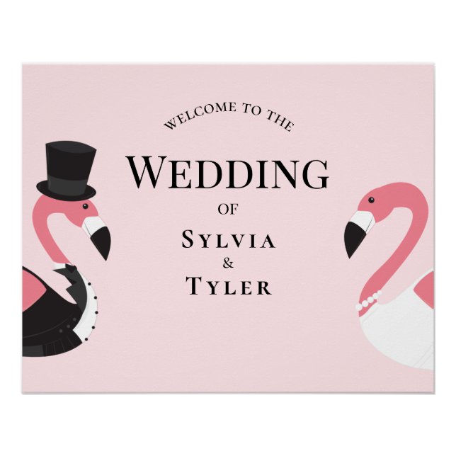 Fun Flamingo Wedding Welcome Poster (Front)