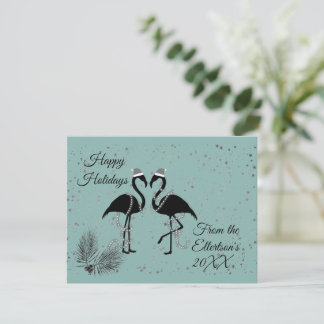 Fun Flamingos Christmas Personalised Glitter Announcement
