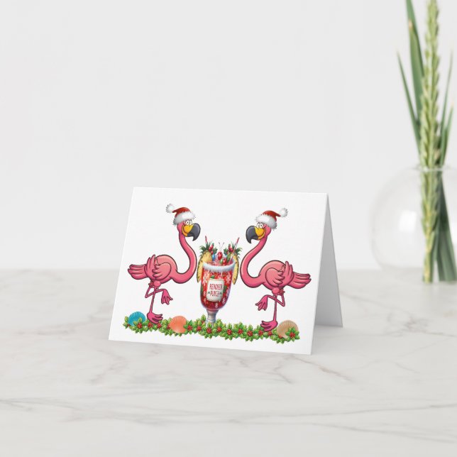 Fun Flamingos Folded Greeting Card (Front)