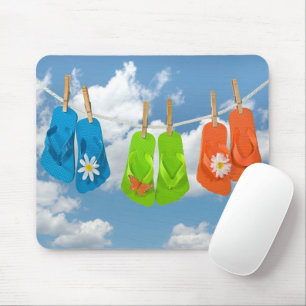 Fun Flip-Flops On Clothesline Mouse Mat