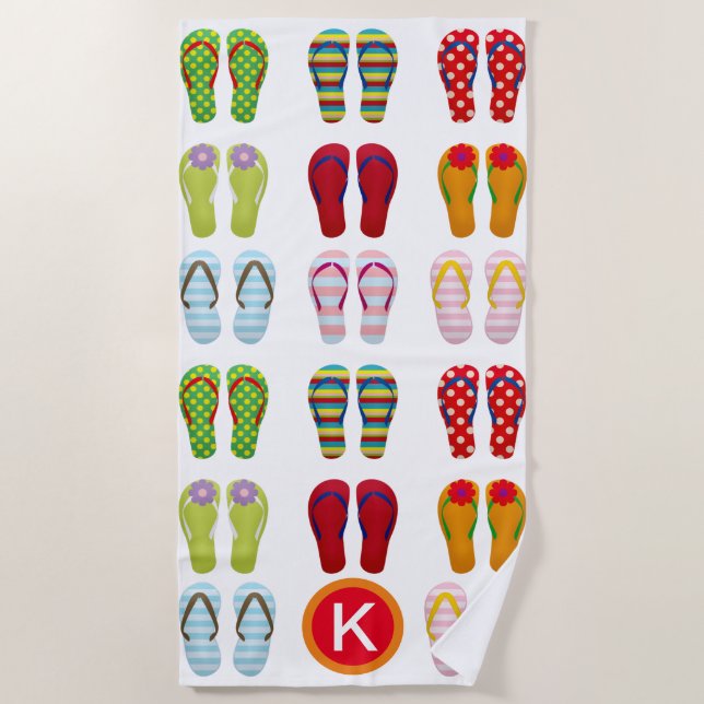 Fun Flip Flops Personalised Beach Towel (Front)
