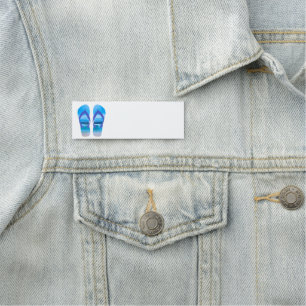 Fun Flip Flops with Beach Scene Name Tag