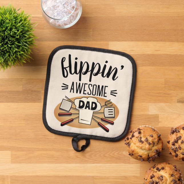 Fun Flipping Awesome Dad BBQ Pot Holder (Top Down)