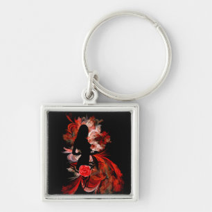 Fun flirty adult romantic woman on red key ring