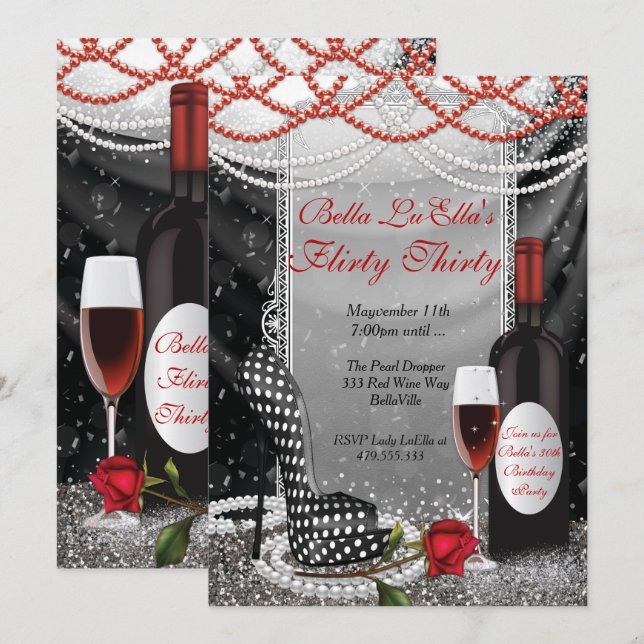 Fun Flirty Birthday Party Invitations (Front/Back)