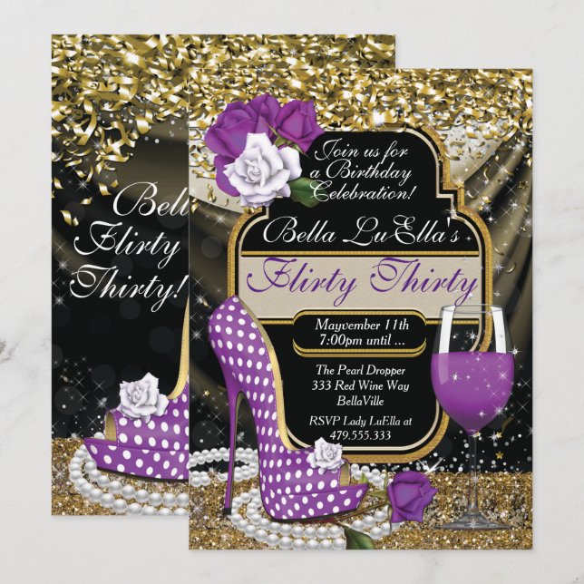 Fun Flirty Birthday Party Invitations (Front/Back)