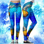 Fun, floating orange jellyfish in ocean circle art leggings<br><div class="desc">Take a lesson from this orange yellow jellyfish floating along in the turquoise blue ocean and let life take its course whenever you wear these stunningly chic, vibrantly-coloured photo leggings. Work out, run errands, or just hang out. So unique, you’ll never have to worry about any copycats! Add a solid...</div>