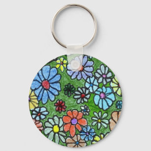 "Fun Floral #2" Floral Keychain